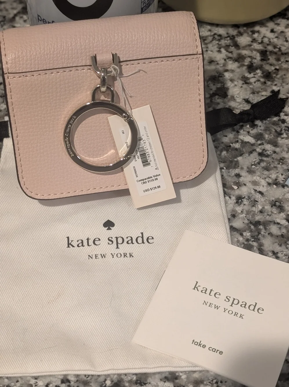 Kate Spade New York ♠️ blush Pink Mini crossbody key fob Cardholder coin purse